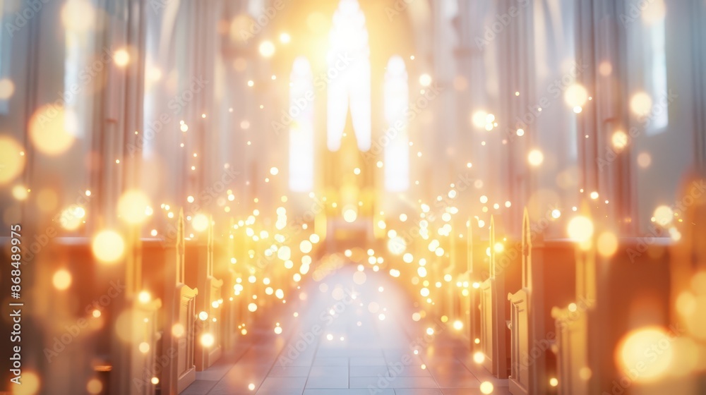 Softly glowing lights and candles in a serene church setting, warm ambiance. Spiritual and calming concept. Softly glowing lights and candles in a serene church setting, warm ambiance. Spiritual and calming concept.