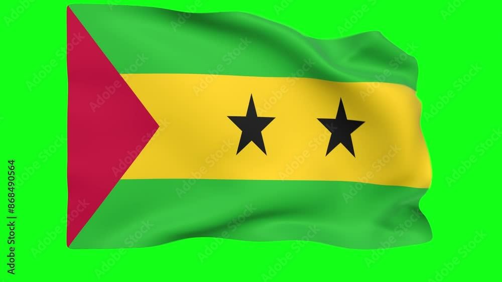 Waving flag of Sao Tome and Principe Animation 3D render Method Waving flag of Sao Tome and Principe Animation 3D render Method