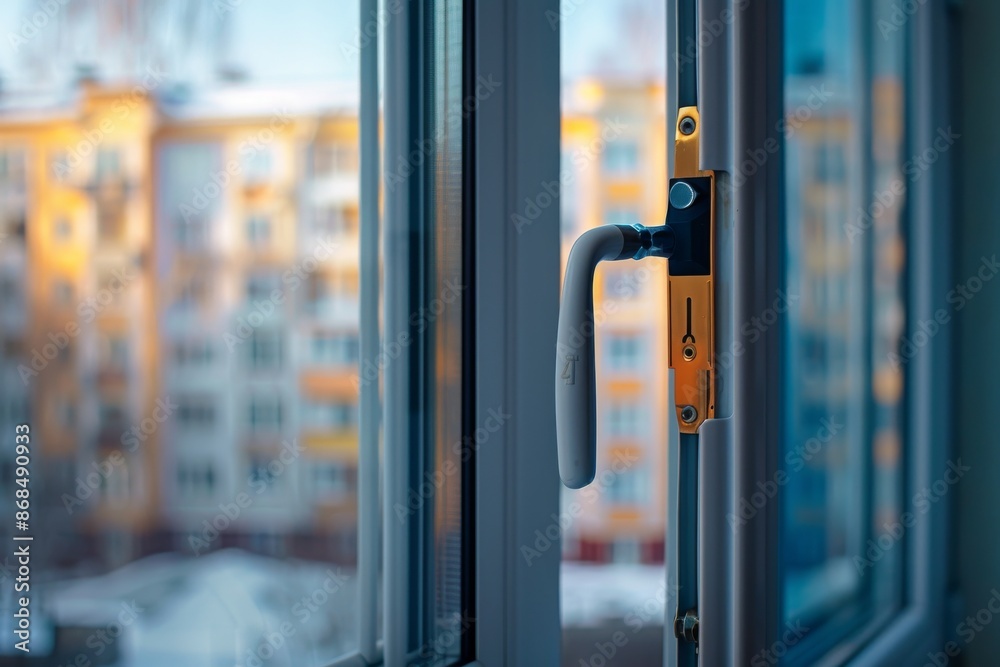 Handle with a lock on window, child protecting from falling out of windows, window handle
