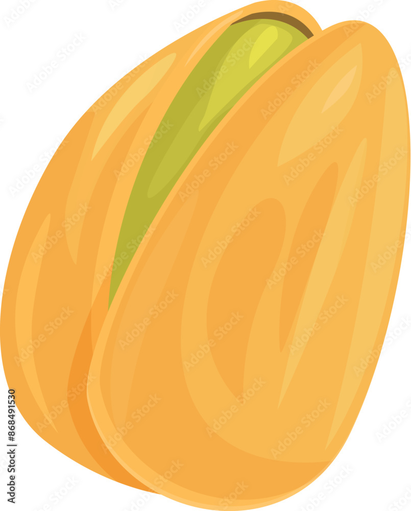 Single pistachio nut with open shell revealing green kernel Single pistachio nut with open shell revealing green kernel