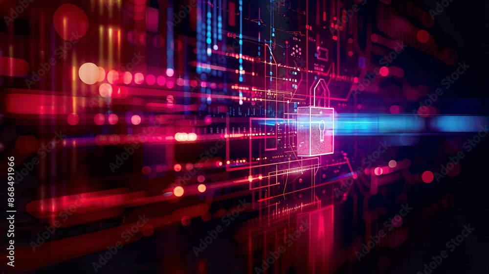 Obraz premium Visual representation of cyber security concept focusing on data protection and secure internet access Modern design dynamic composition 