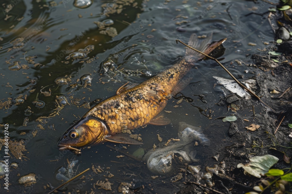 Fototapeta premium Dead Fish in Murky Water