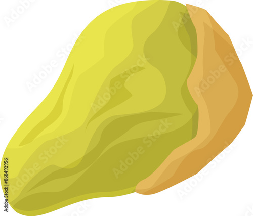 Green ripe avocado is being peeled revealing the seed inside