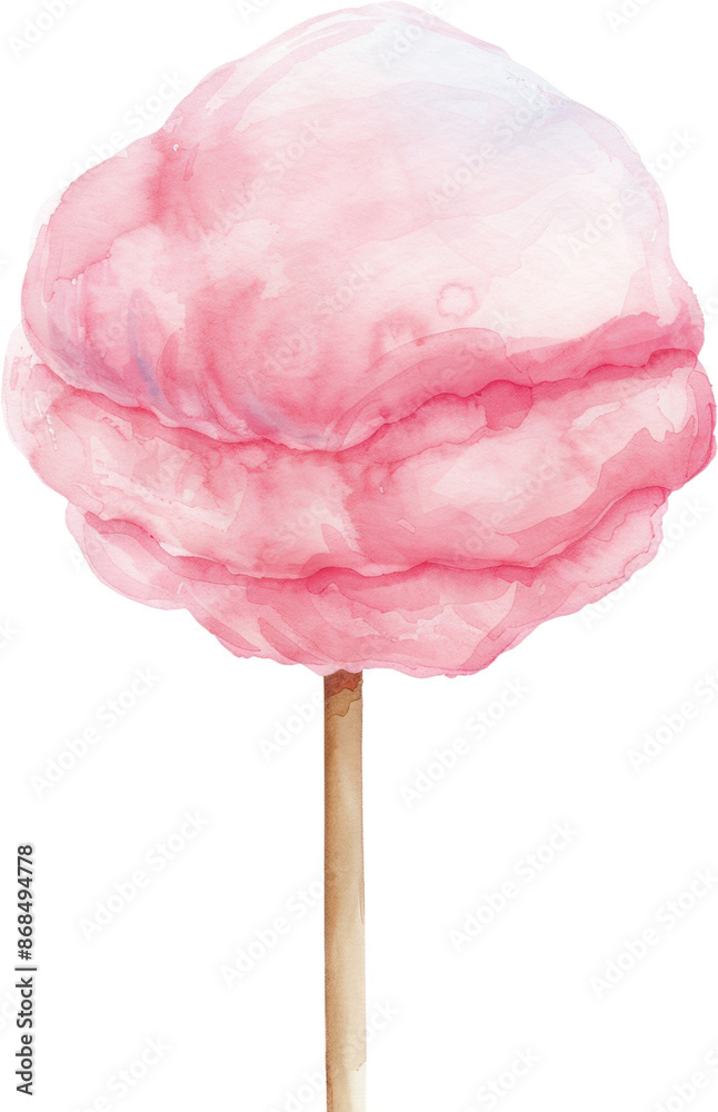 Watercolor Pink Cotton Candy on Stick. isolated on a transparent Background. Watercolor Pink Cotton Candy on Stick. isolated on a transparent Background.