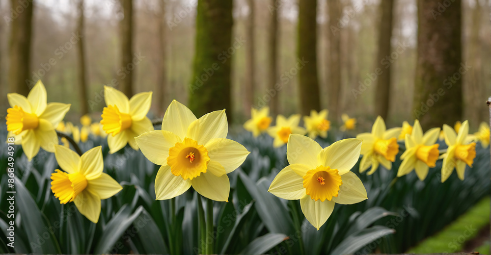 Vibrant Array of Daffodil Blooms Amidst Verdant Green Foliage
Vibrant Array of Daffodil Blooms Amidst Verdant Green Foliage