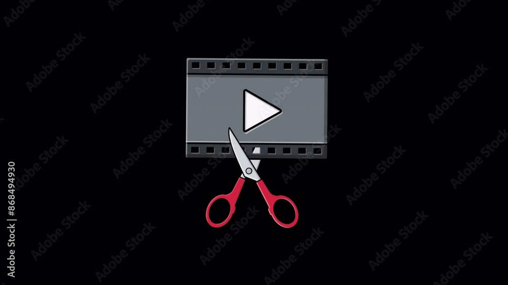 Animated Film Reel with Scissor. Video Editing Concept Video - Transparent Animated Film Reel with Scissor. Video Editing Concept Video - Transparent