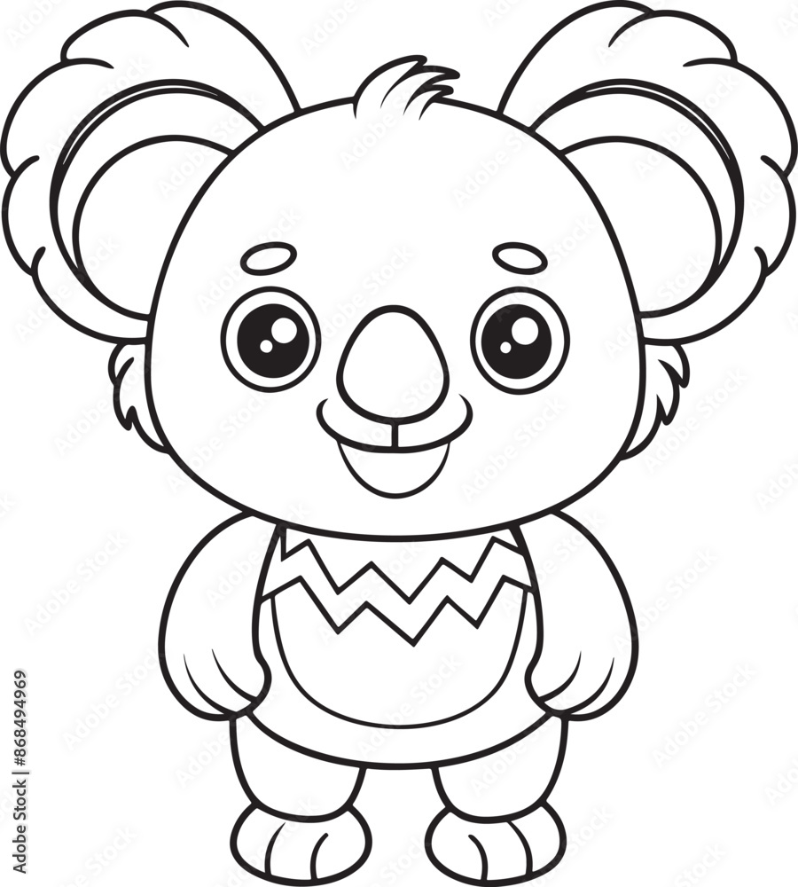 Fototapeta premium Cute Koala Doodle Coloring Page Character
