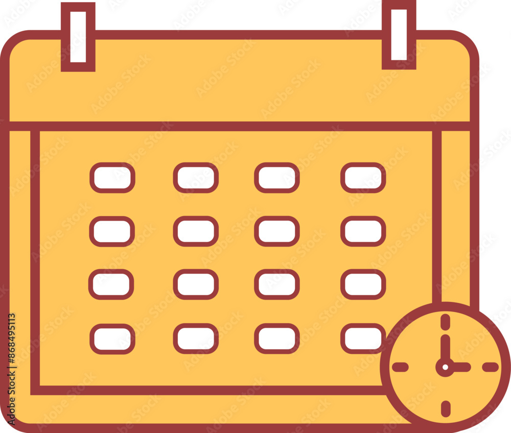 Calendar and clock icon schedule appointment organizer timesheet