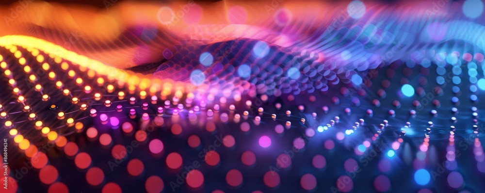 Neon dots forming random patterns