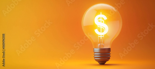 Wallpaper Mural Illustration of Light Bulb and a shaped of Dollar Sign inside the bulb. Energy Saving concept and cost consumption on electricity.  Torontodigital.ca