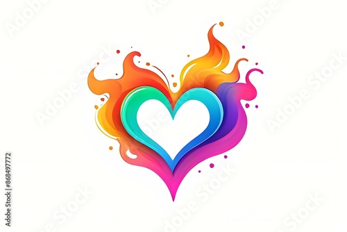 Colorful abstract heart illustration with vibrant gradients and fluid shapes, perfect for romantic designs, logos, and creative projects. Isolated on a white background.