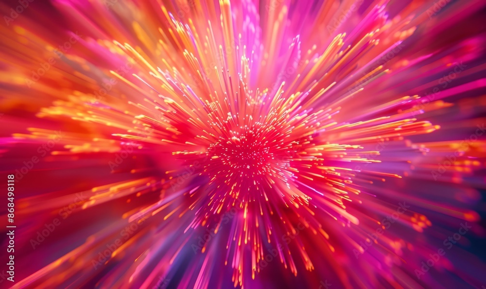 Obraz premium Abstract starburst in neon hues