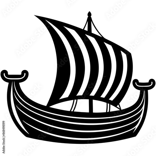 Viking ship sea water side view vector