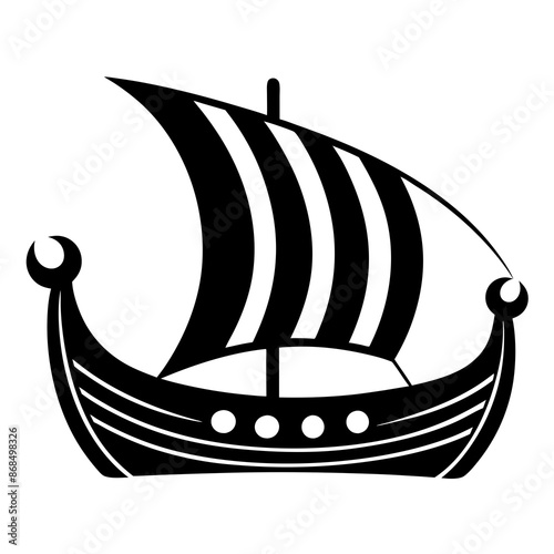 Viking ship sea water side view vector