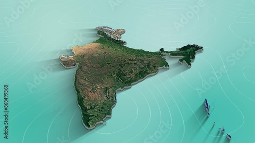 India Map Animation.  Abstract geometric futuristic concept Map of India.
