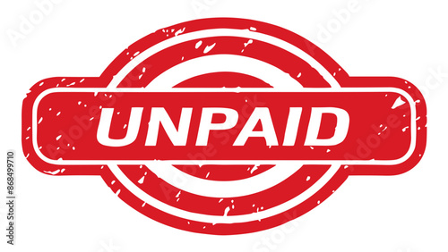 Red "UNPAID" stamp, round design, white background