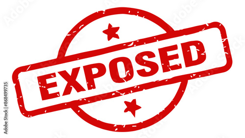 Red "EXPOSED" stamp, round design, white background