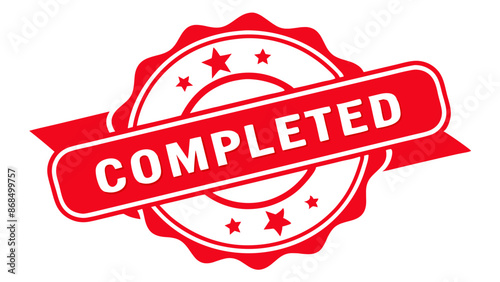 Red "COMPLETED" stamp, star border, white background