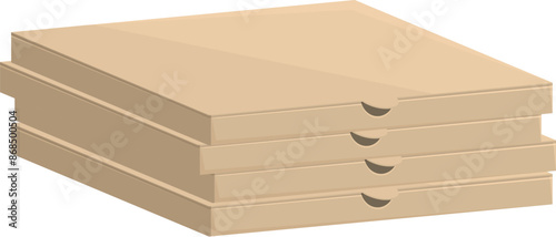 Four closed pizza boxes stacked on top of each other, creating a sense of anticipation for a delicious meal