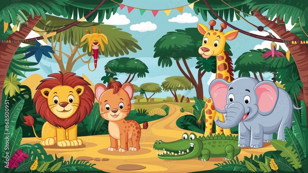 Naklejka premium animals in the jungle