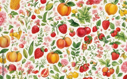 minimalist colorful floral background of leaves and flowers