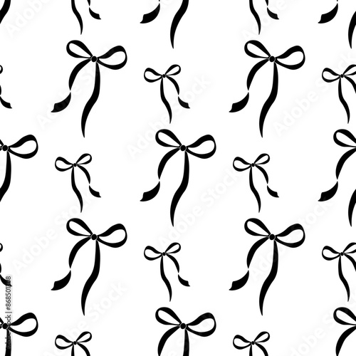 Wallpaper Mural Decorative black bows seamless pattern. Trendy design. Cute feminine romantic background for textile, wallpaper, wrapping Torontodigital.ca