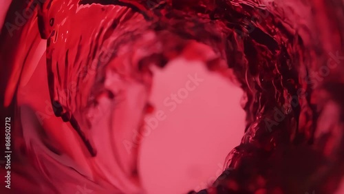 Slow motion Red grape Juice pours into a glass forming a beautiful wave. High quality FullHD footage