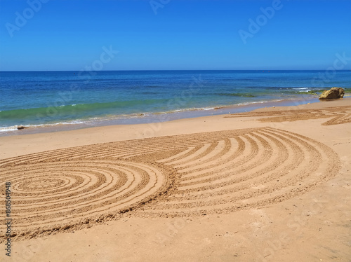 Beautiful beach mandala in Albufeira Praia Maria Luisa