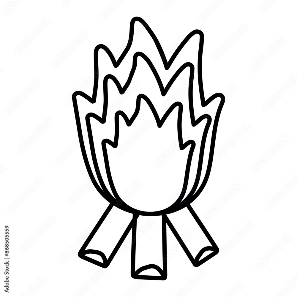 Hand drawn illustration of fashion campfire Hand drawn illustration of fashion campfire
