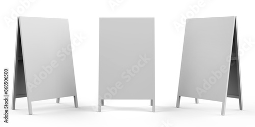 sidewalk advertising stand isolated on white background. Advertising Stand Board for menu, ad or announcement. 3D illustration.