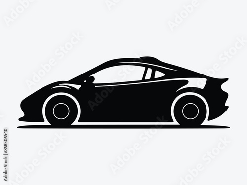 Vector illustration of sports car. Vehicle icon of fast car for design regarding transportation, race, automotive and automobile. Silhouette of sports vehicle