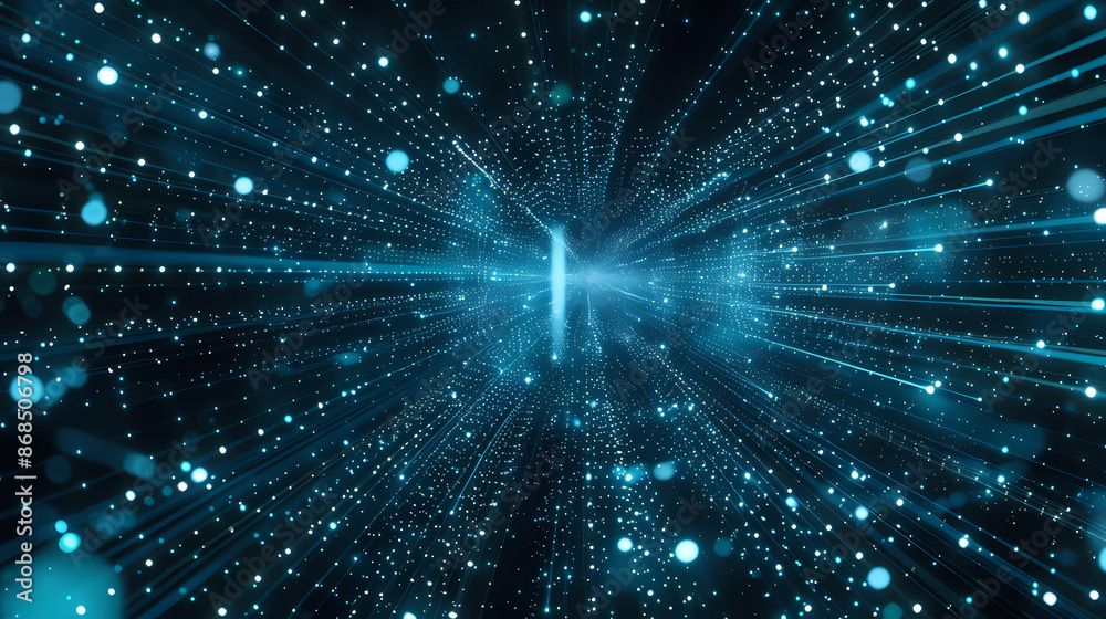 Abstract background with blue glowing particles and light dots, future technology concept Abstract background with blue glowing particles and light dots, future technology concept