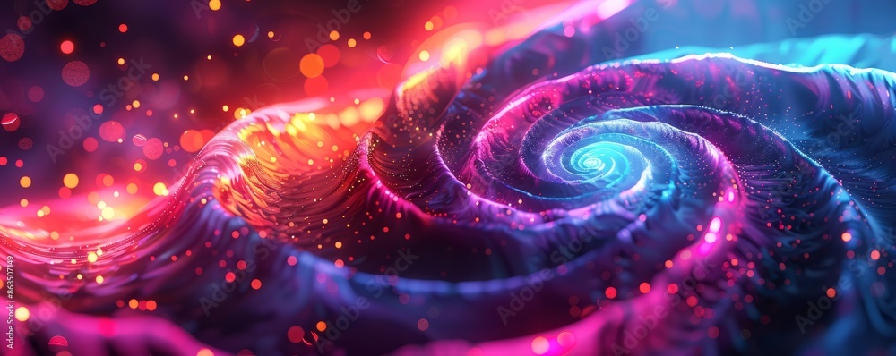 Abstract neon spirals with a 3D effect Abstract neon spirals with a 3D effect