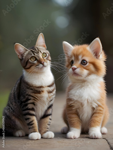 Cute Animal Cat Couple Posing Photography Art