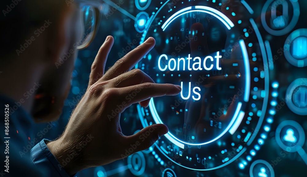 Person interacting with a digital Person interacting with a digital