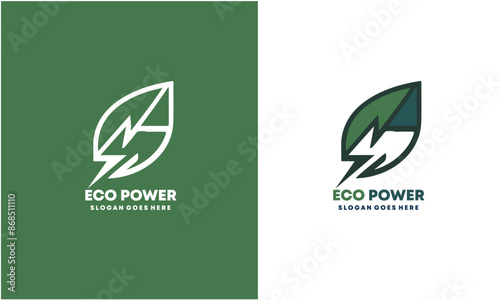 Eco leaves power energy logo icon design template elements photo