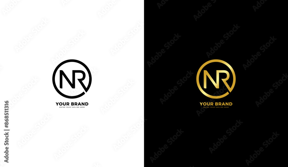 NR letter logo. NR icon, monogram, elegant, simple, minimalist circle. Creative graphic design vector illustration