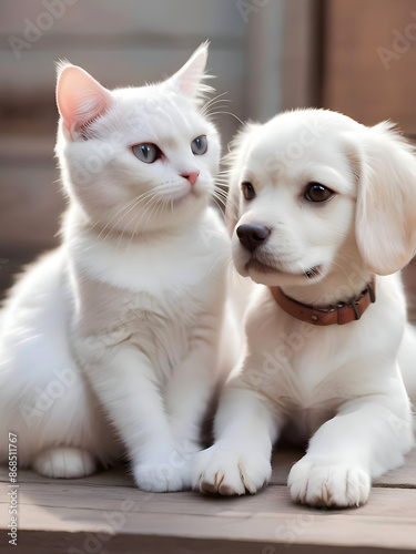 Cute Animal Cat Dog Couple Posing Photography Art © ViewofWorld