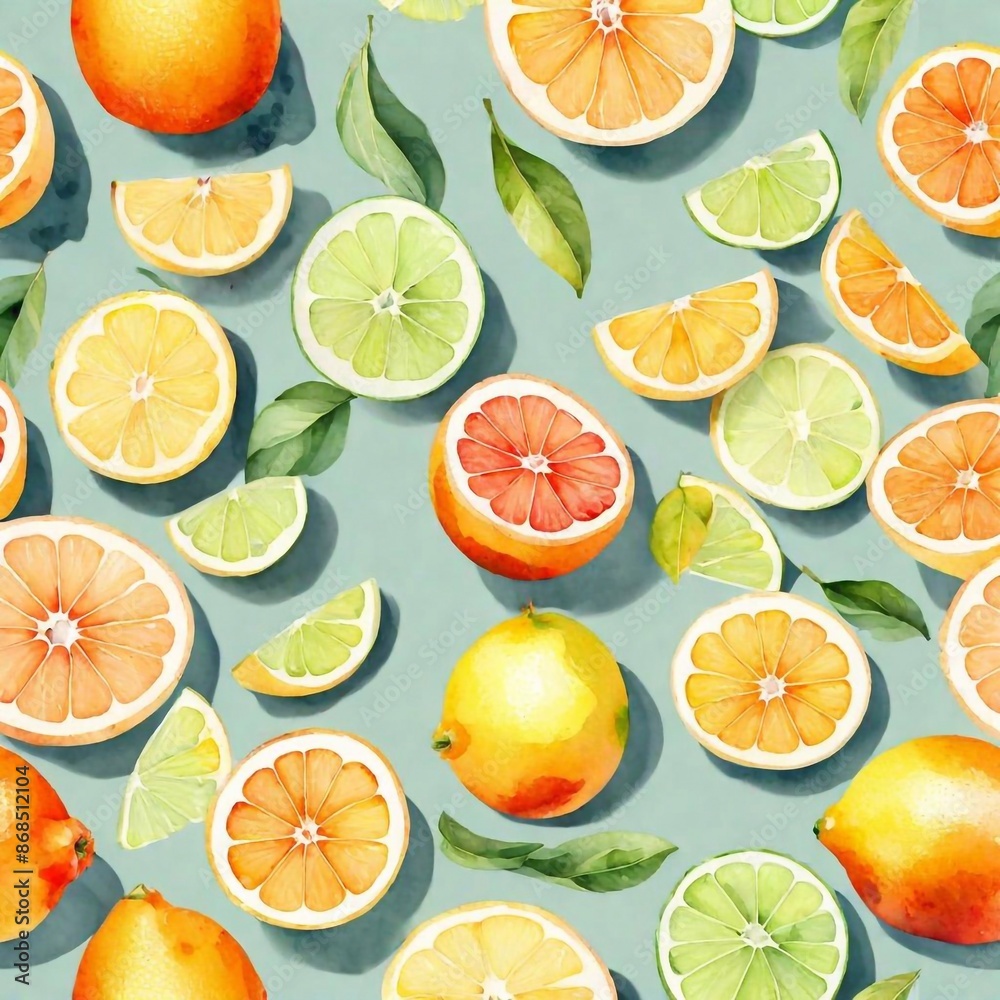 Slised Citrus background. AI generated illustration Slised Citrus background. AI generated illustration