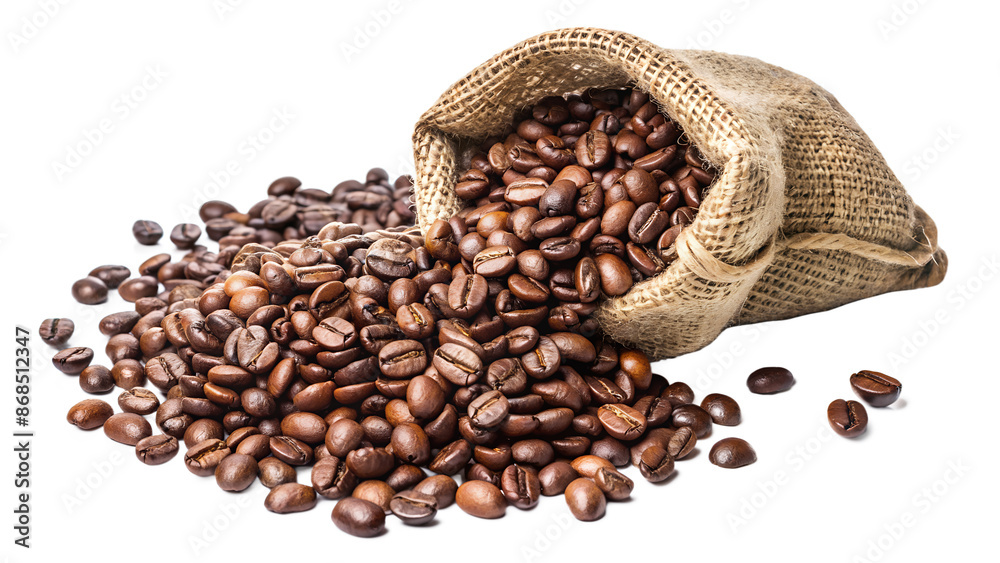 Fototapeta premium Coffee beans in a sack - PNG file. 