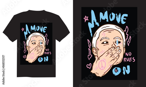 No Rules, Move On With Art Skull T-Shirt Design