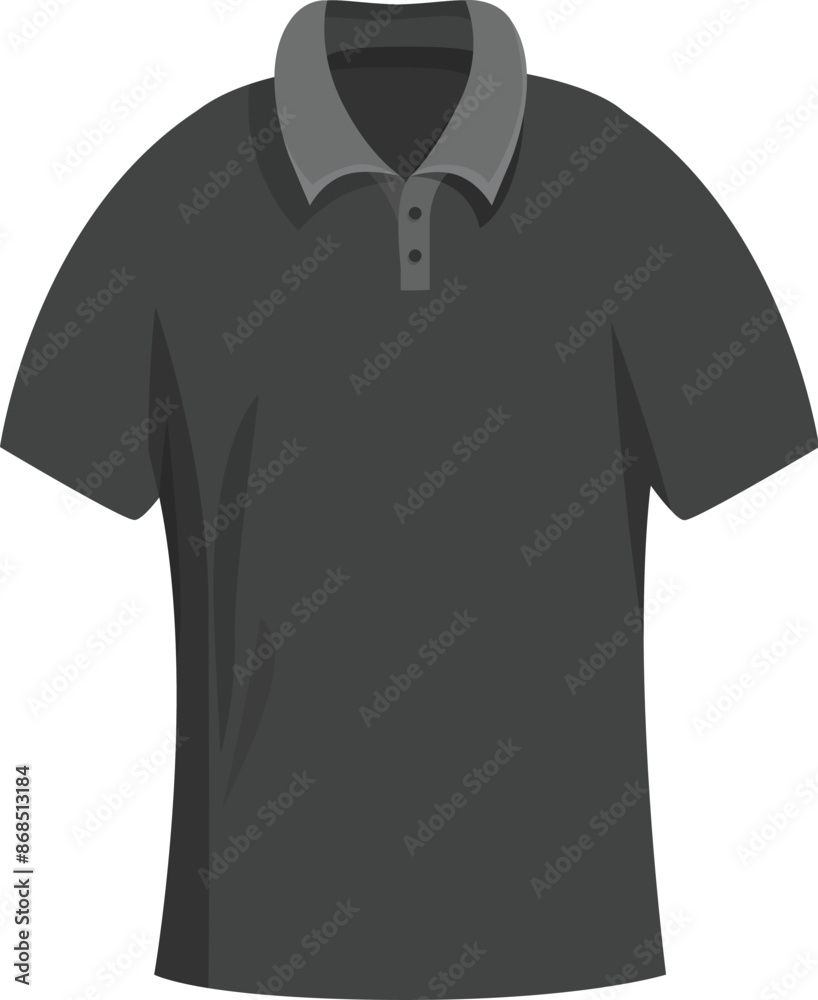 Black polo shirt with buttons showing uniform on white background Black polo shirt with buttons showing uniform on white background
