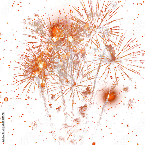 gold fireworks in the sky with transparent background