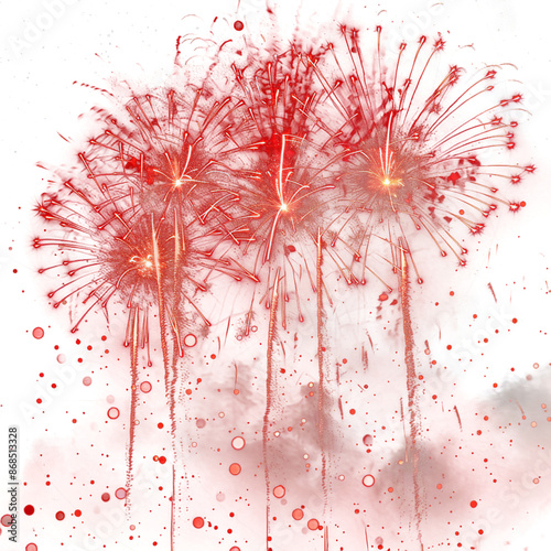 red fireworks in the sky with transparent background