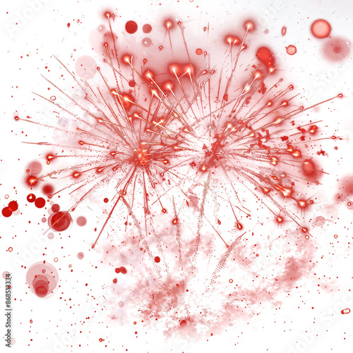 red fireworks in the sky with transparent background