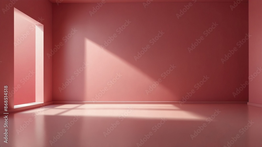 Fototapeta premium PINK BACKGROUNDmodern living room with plant