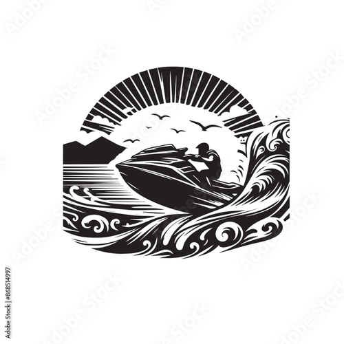 Jets ski Water sport vector illustration logo design, perfect for club team logo and tshirt design