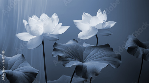 Gentle white lotus Lotus leaf and water background in nature