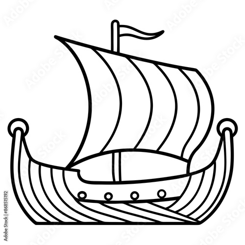 Viking ship sea water side view vector