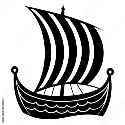 Viking ship sea water side view vector